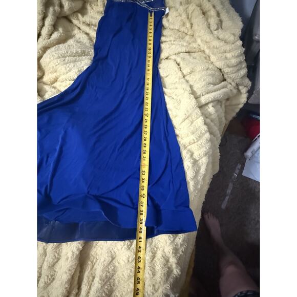 Women’s Royal Blue B. Darlin Prom Dress Long Halter Semi Sheer Small 5 - Picture 9 of 16